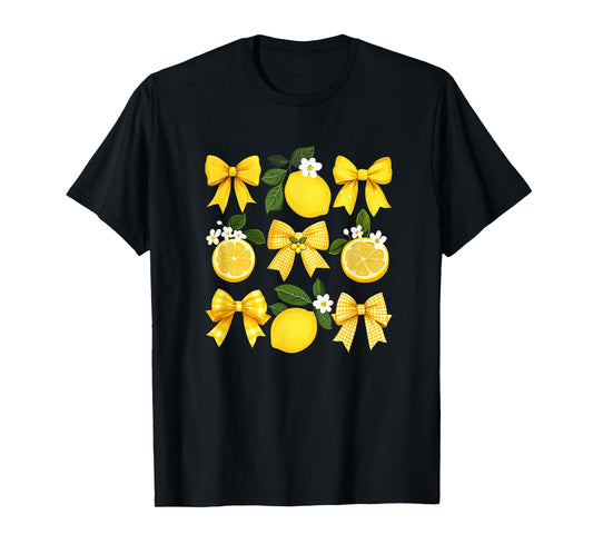 Cute Lemon Tropical Fruits Coquette Bows Summer Girl Women T-Shirt