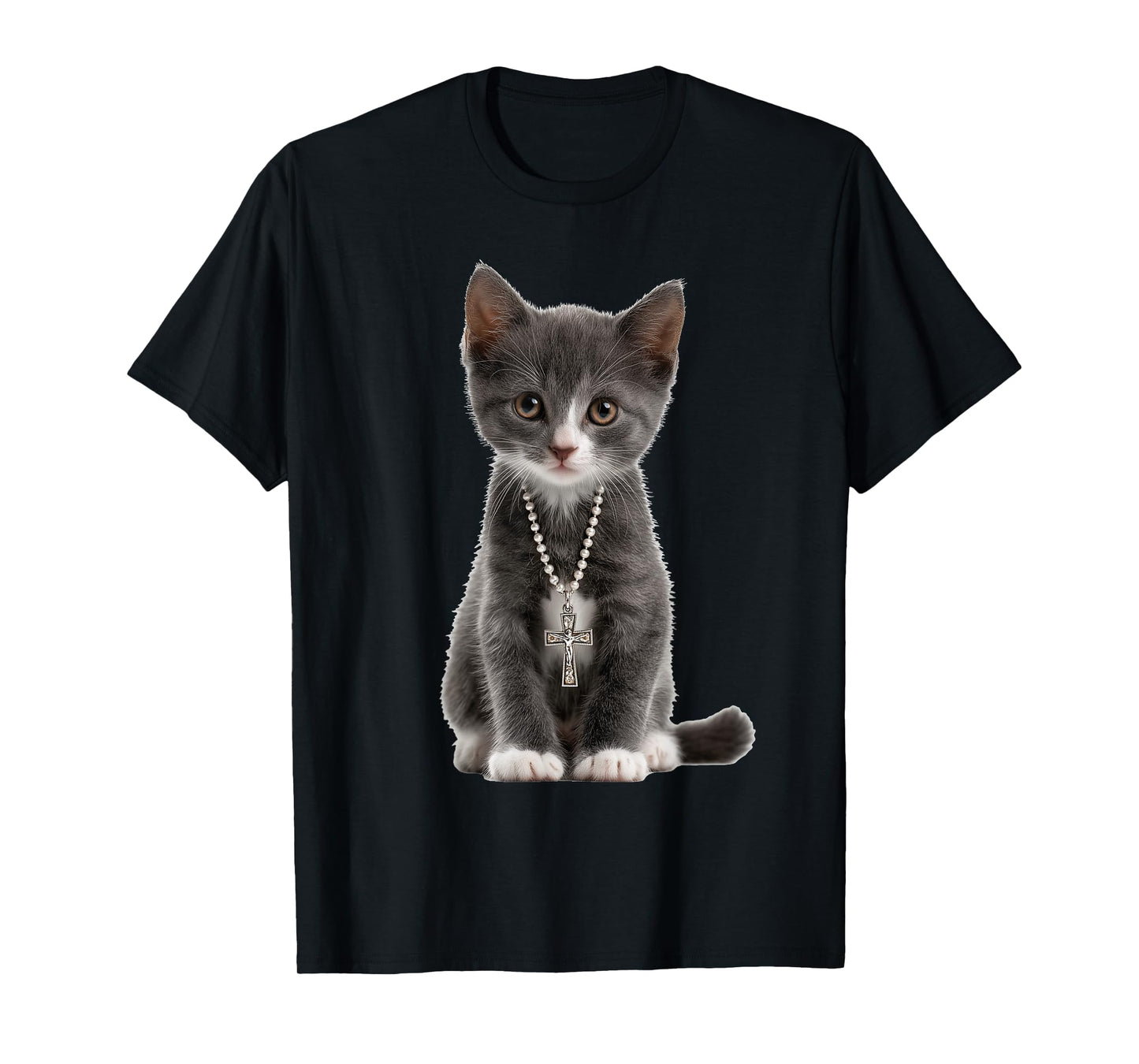 Cat Cross Christian Religious Believe Blessed Faith Graphic T-Shirt