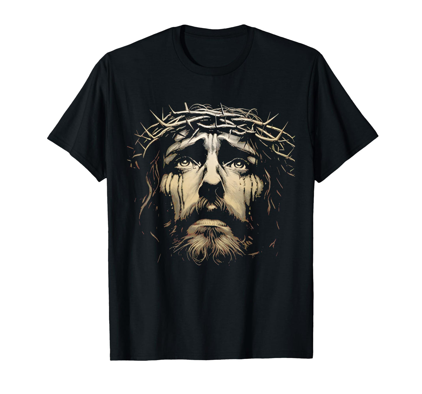 Jesus Christ Face With Crown Of Thorns God Bible Vintage T-Shirt