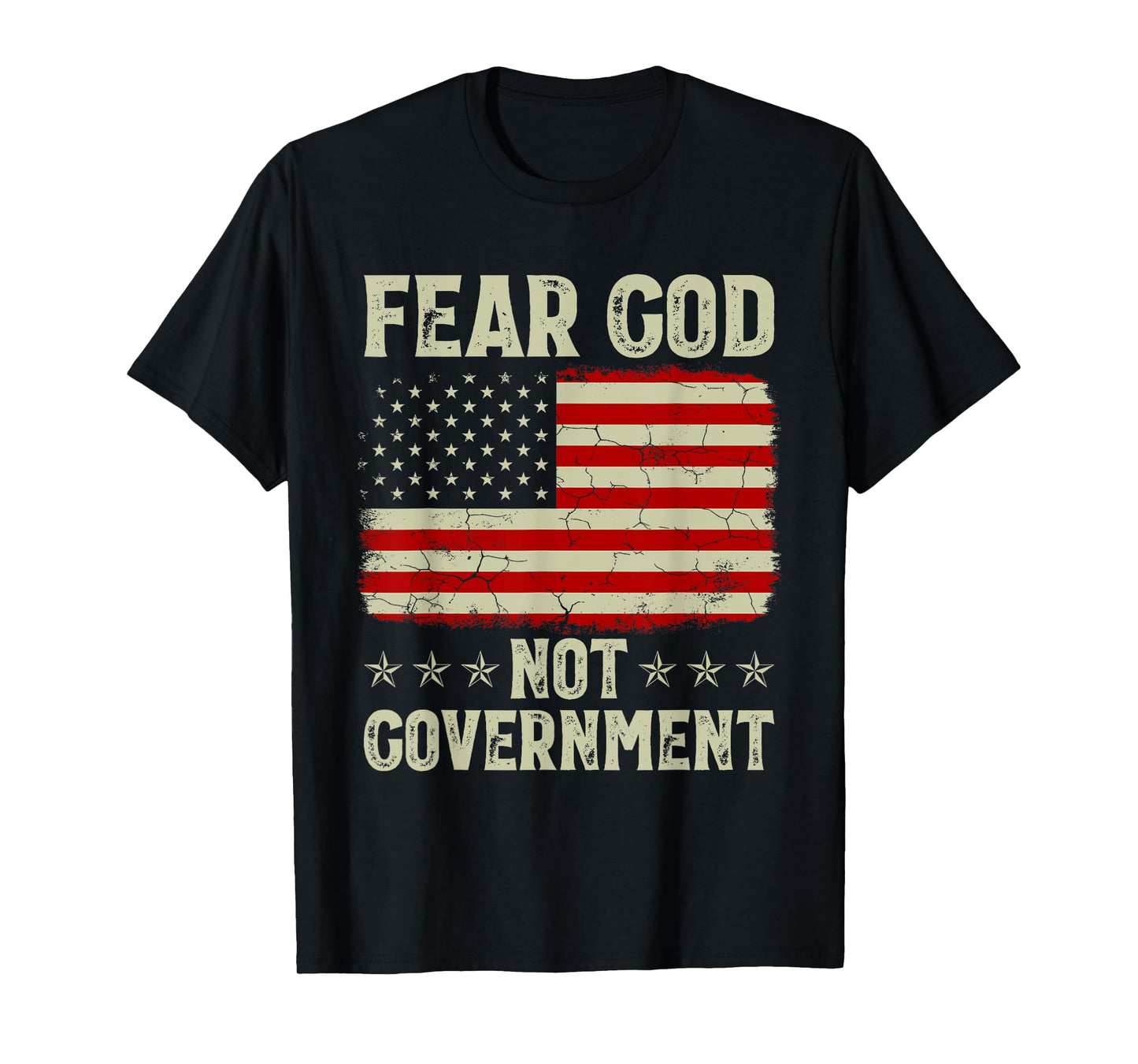 Fear God Not Government Vintage Old American Flag T-Shirt