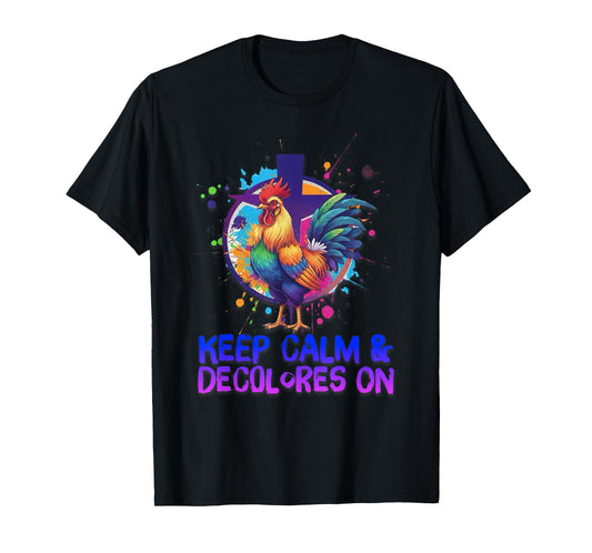 DeColores Cursillo Rainbow Rooster Catholic T-Shirt