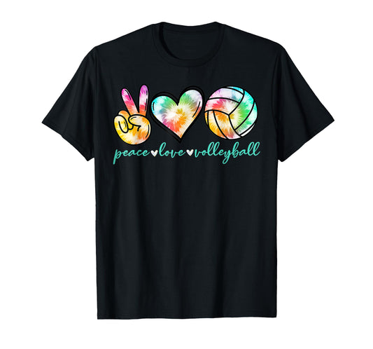 Peace Love Volleyball Player Tie Dye Style Women Teen Girls T-Shirt