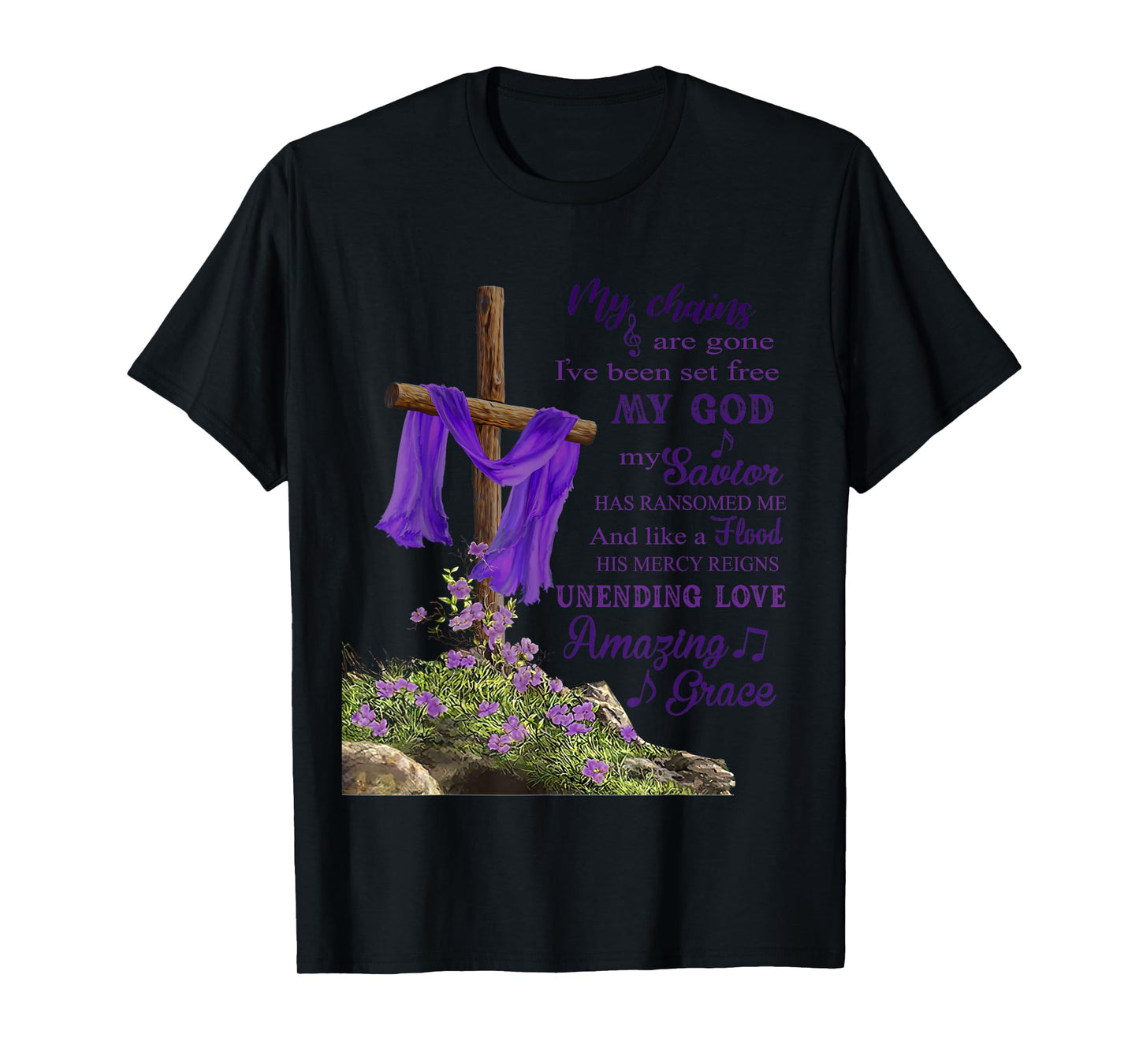 Christian Cross Amazing Purple Grace Love For Men Women T-Shirt