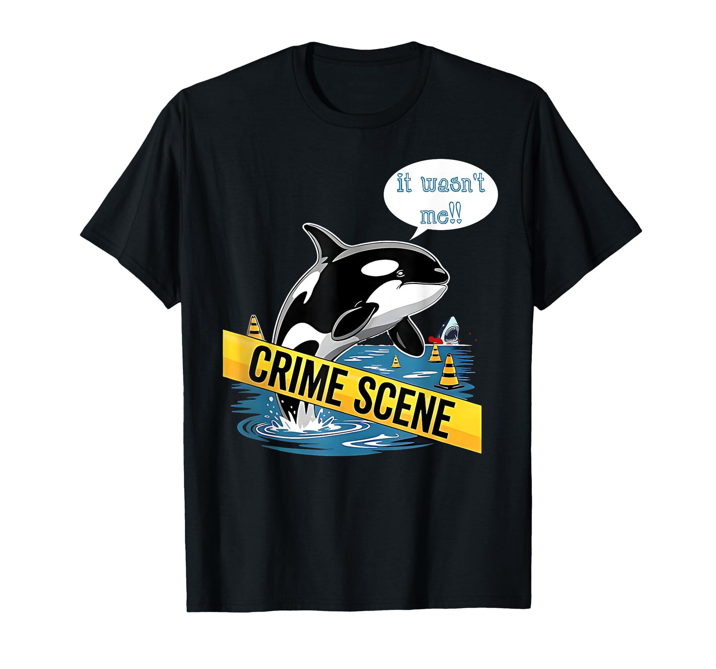 Funny Shark Crime Scene Orca Killer Whale Kawaii Sea Panda T-Shirt