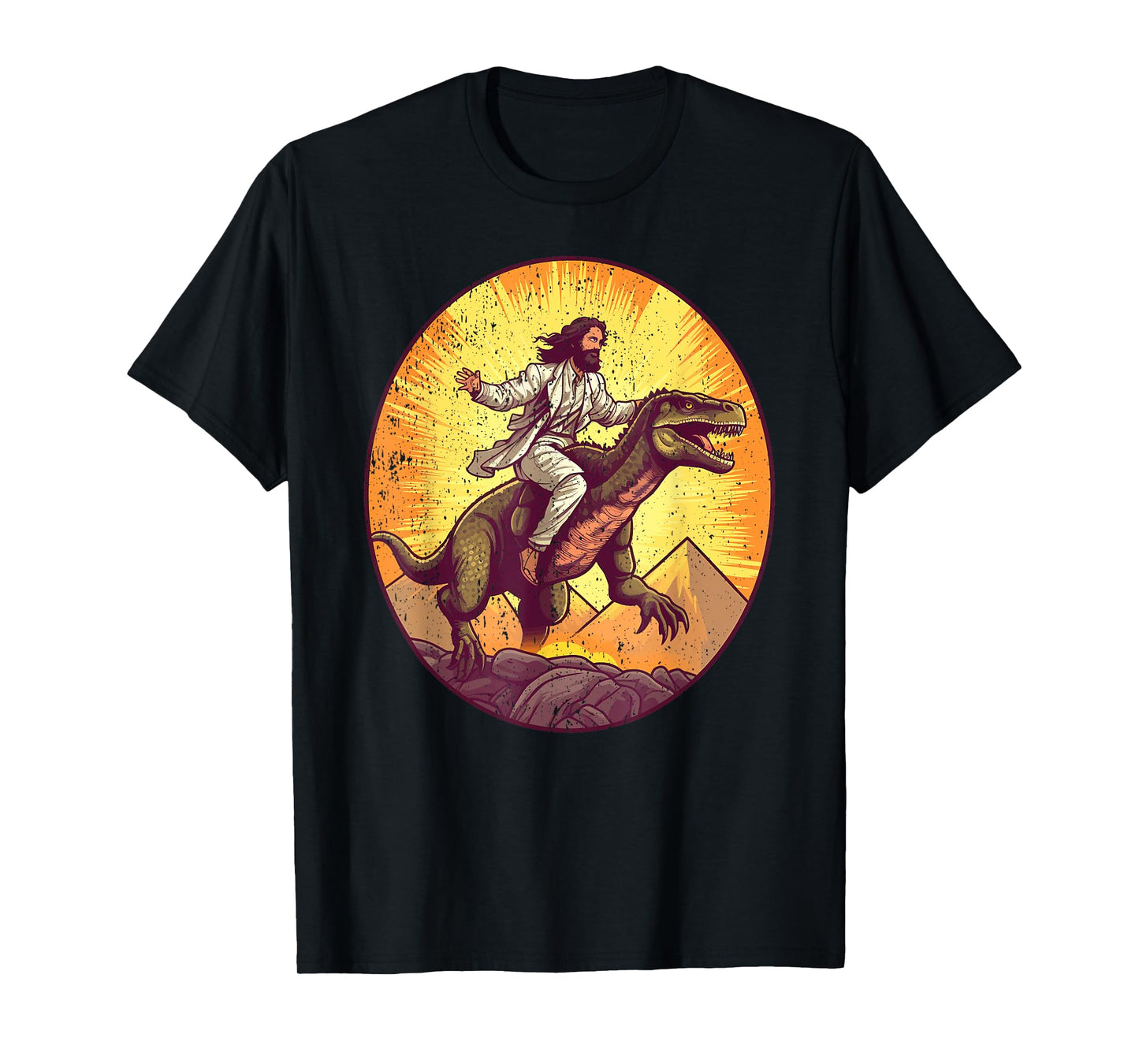 Jesus Riding T-Rex I Jesus Christ On Dinosaur T-Shirt