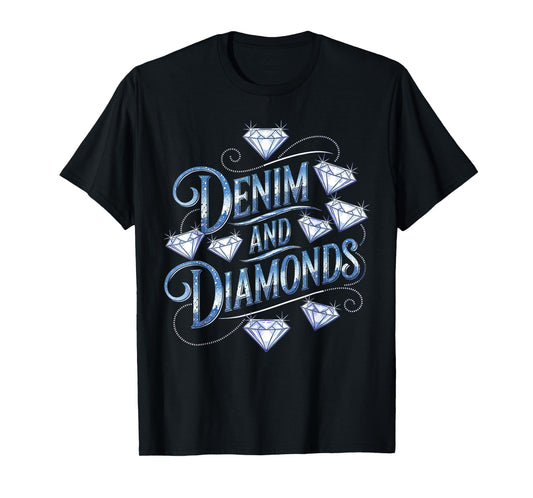 Denim and Diamonds Country Western Bachelorette Party Girl T-Shirt