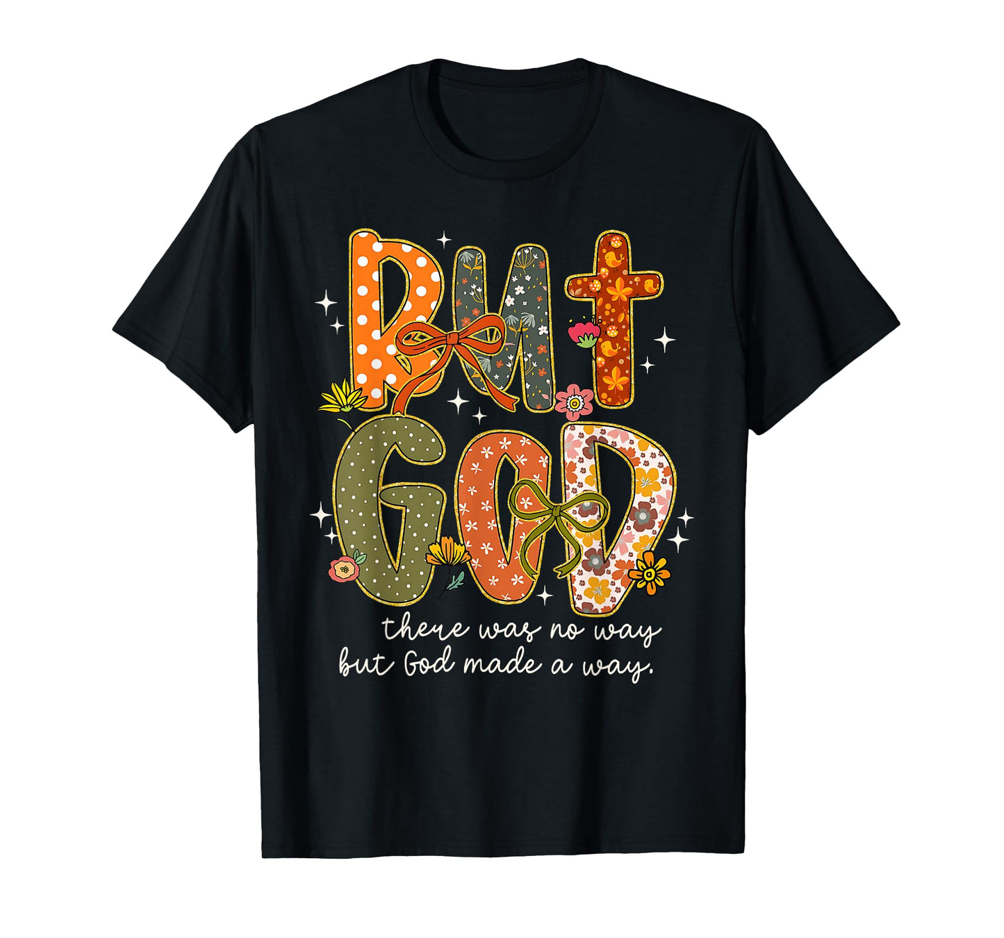 But God Christian Fall Autumn Thankful Floral Coquette Bow T-Shirt