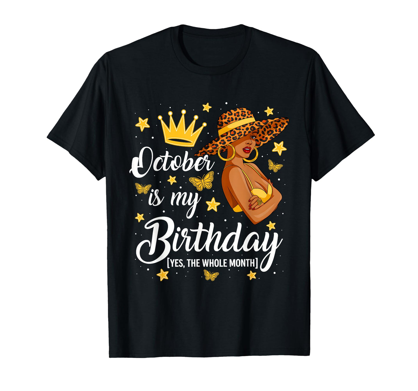 October is My Birthday African American Woman Birthday Queen T-Shirt