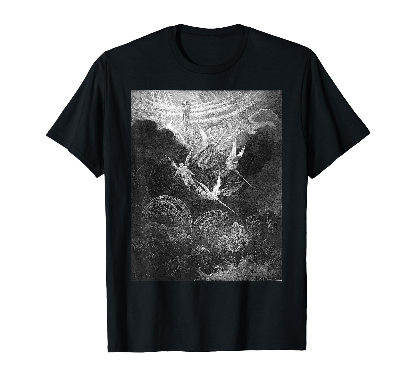Gustave Dore Archangel Michael and Angels Fighting Dragon T-Shirt