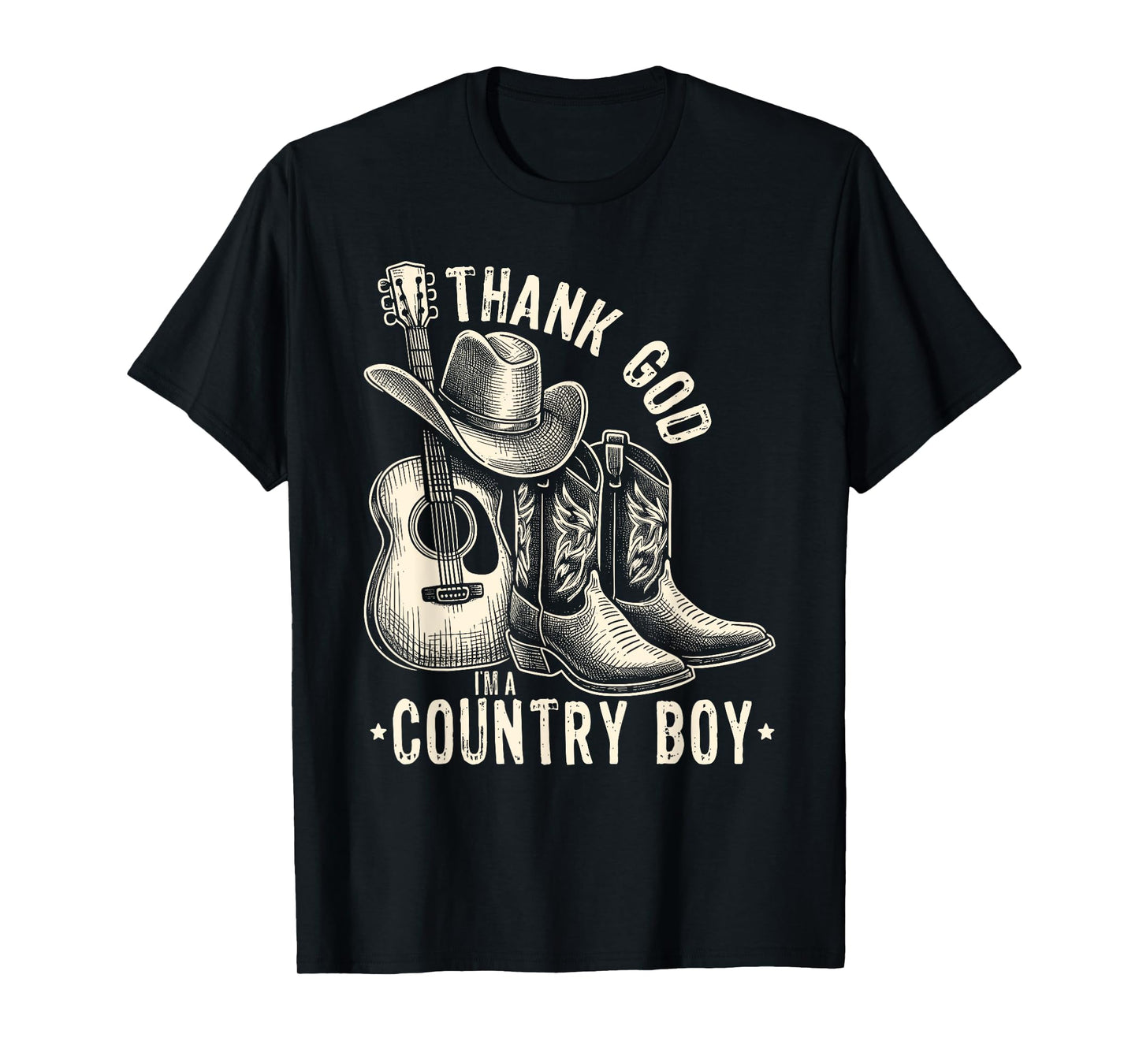 Thank God I'm A Country Music Boy Cowboy Western Retro T-Shirt