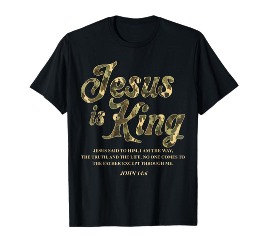 Vintage Camo Jesus Is King Jesus John 14 6 Costume Christian T-Shirt