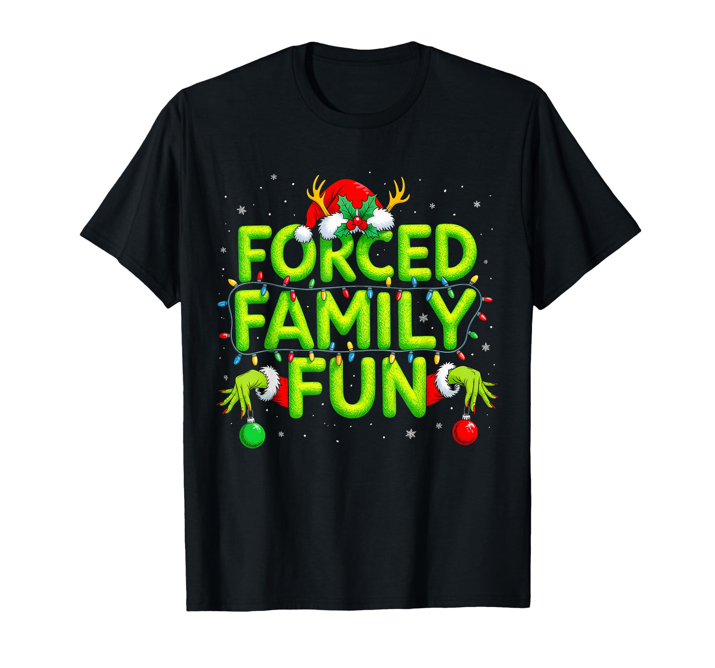 Funny Forced Family Fun Christmas Holiday Shirt Men Kids Boy T-Shirt