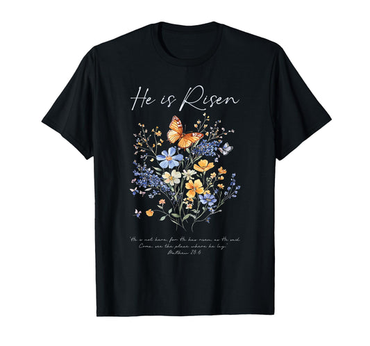 He Is Risen Boho Easter for Christian Women T-Shirt