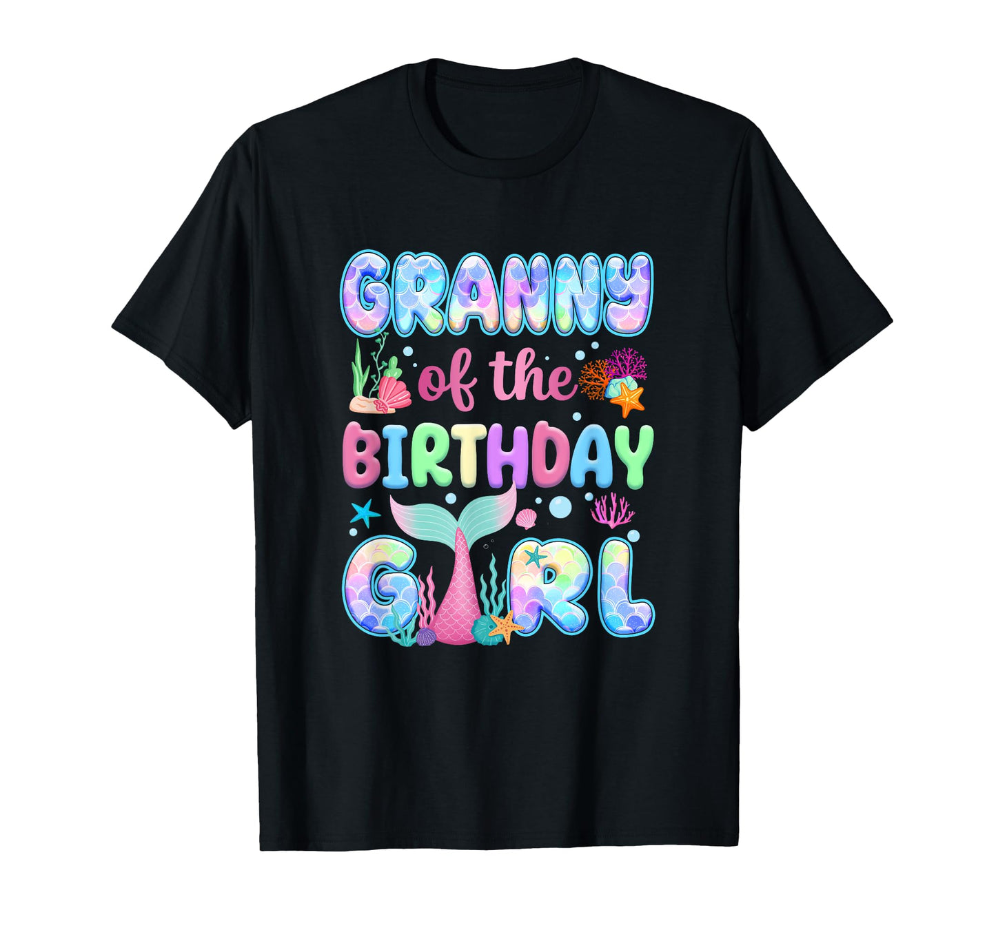 Granny Of The Birthday Mermaid Girl Family Matching Party T-Shirt