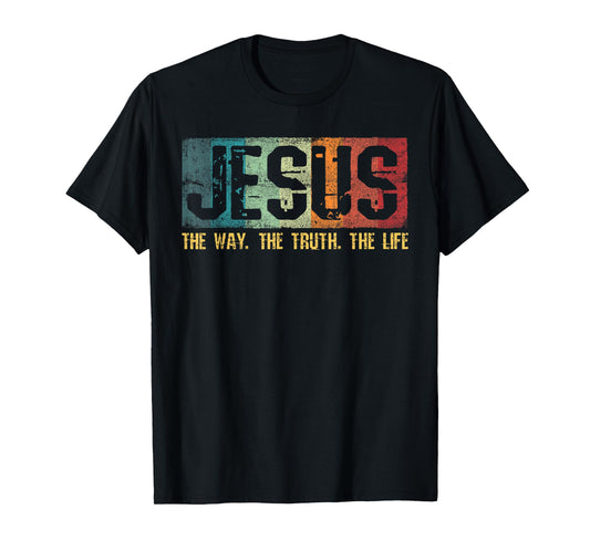Vintage God Jesus The Way Truth Life Christian Religious T-Shirt