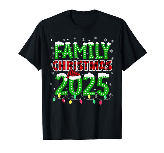 Family Christmas 2025 Xmas Lights Santa Pajamas Holiday T-Shirt