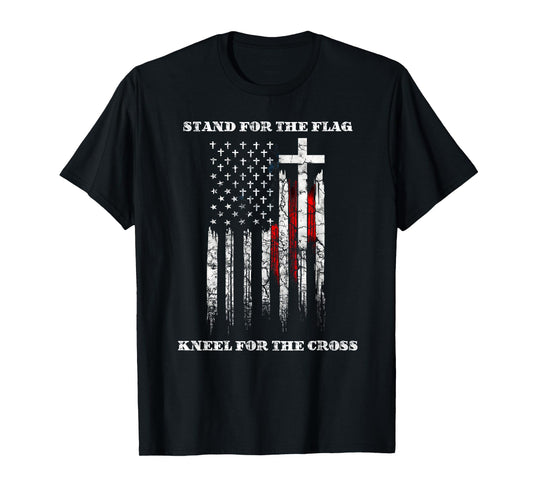 Stand For The Flag Kneel For The Cross Christian Faith Jesus T-Shirt