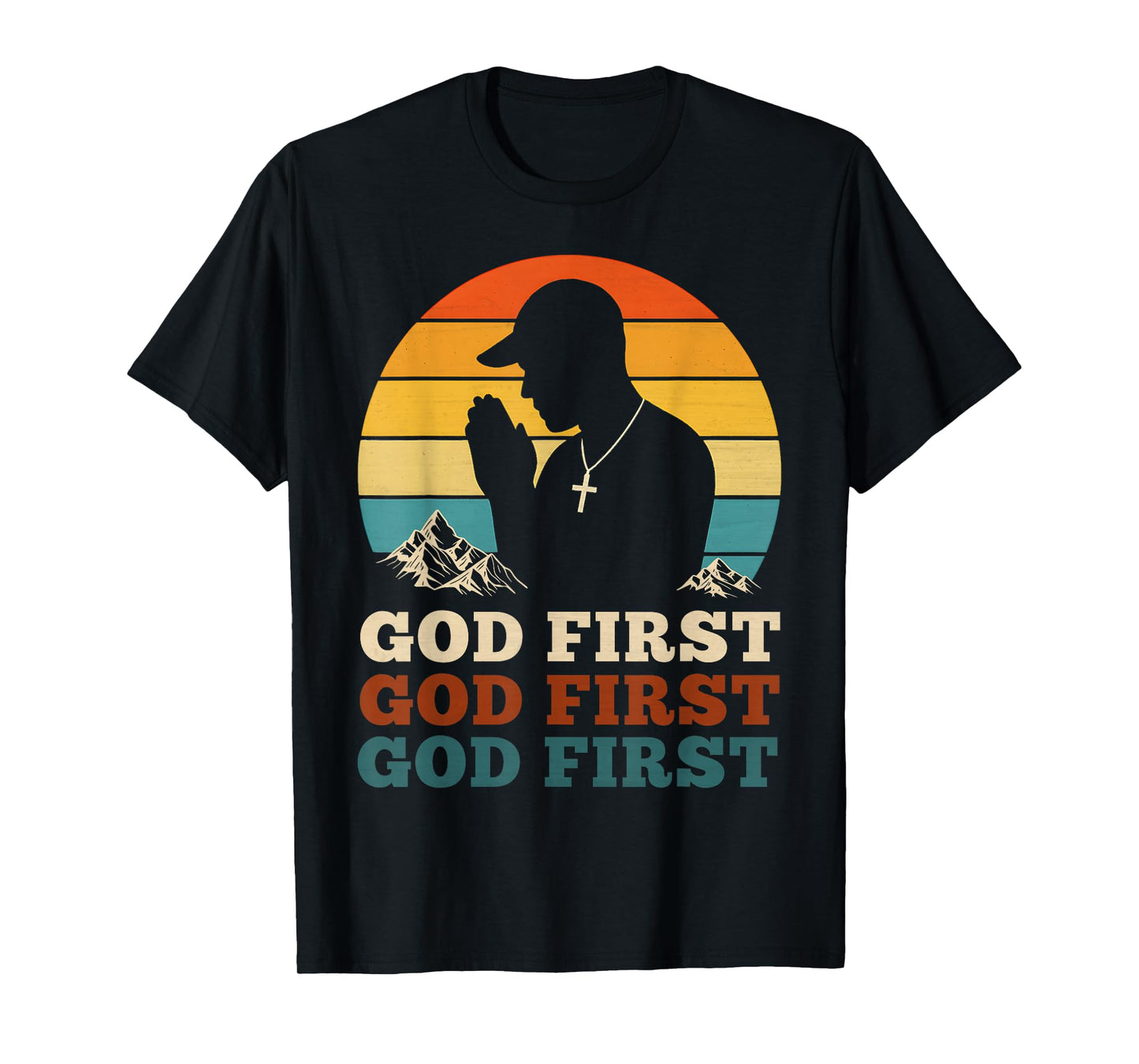 God First Vintage Christian Teenagers Hip Hop Praying Church T-Shirt