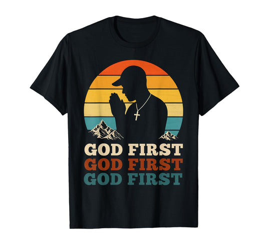 God First Vintage Christian Teenagers Hip Hop Praying Church T-Shirt