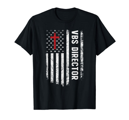 VBS Director Cross USA Flag Vacation Bible School Teacher T-Shirt