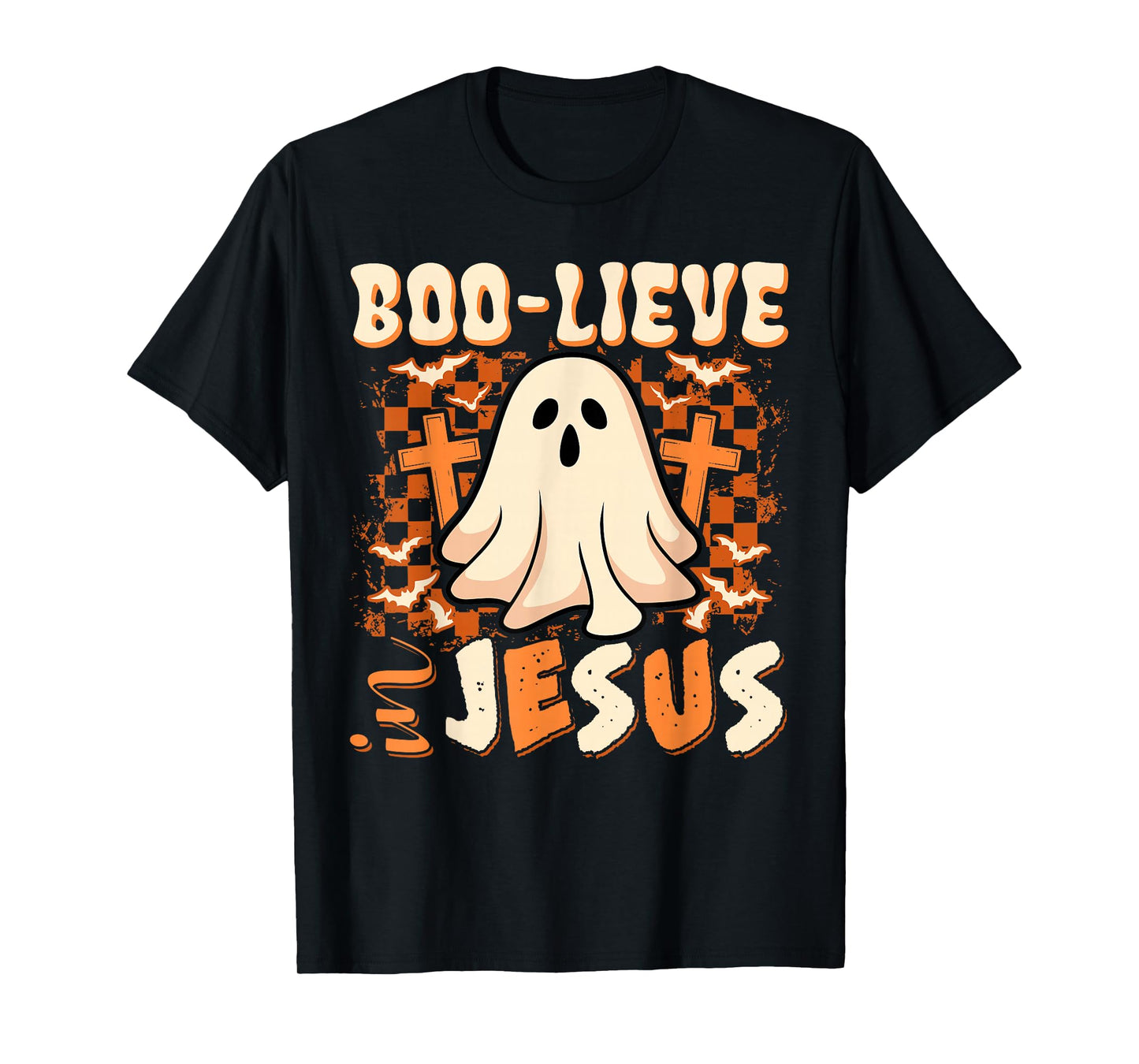 Boo-Lieve in Jesus Christian Halloween Ghost Boo Funny T-Shirt