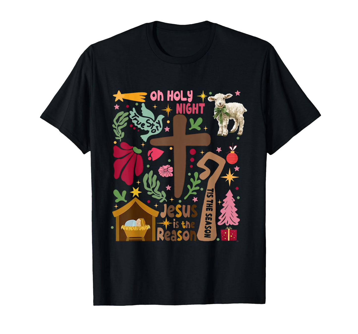 Jesus Christmas Christian Nativity Scene Christian Christmas T-Shirt