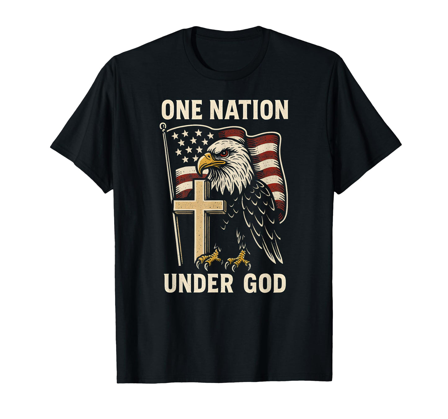 Patriotic One Nation Under God Vintage Mens Christian Faith T-Shirt