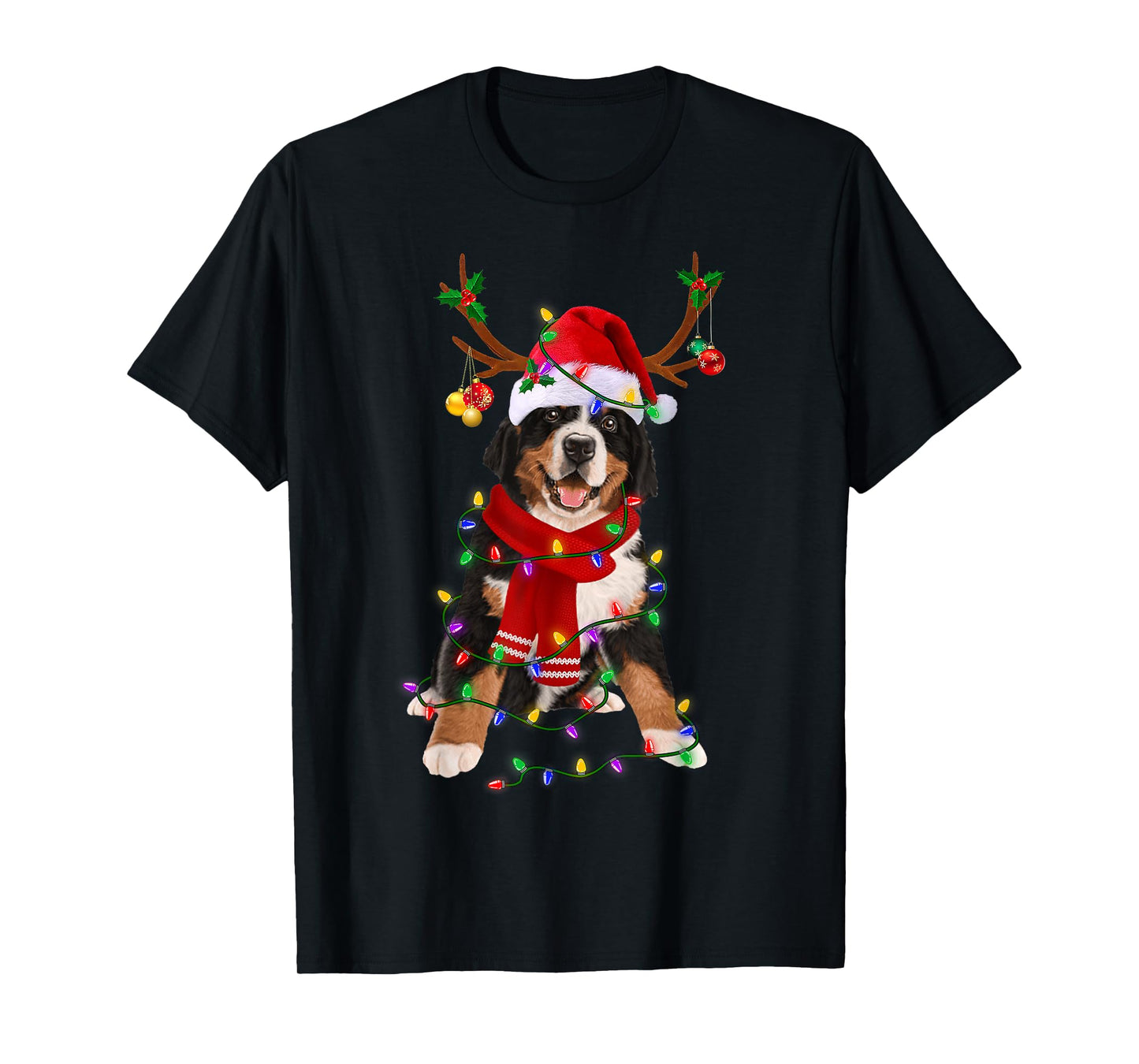 Bernese Mountain Christmas Lights Matching Family Dog Lover Men Women Kids T-Shirt