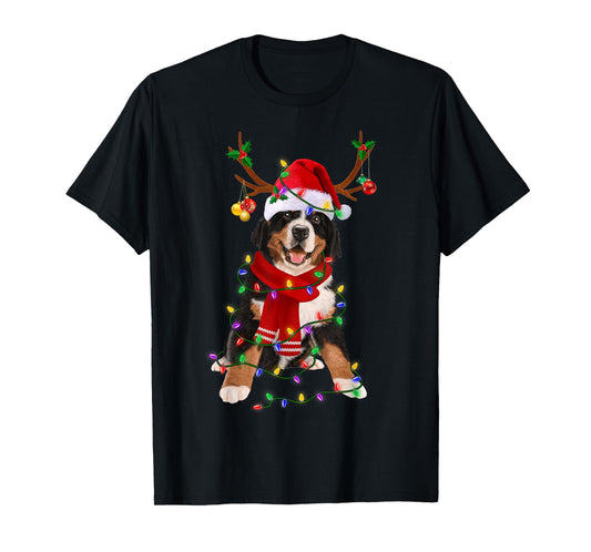 Bernese Mountain Christmas Lights Matching Family Dog Lover Men Women Kids T-Shirt