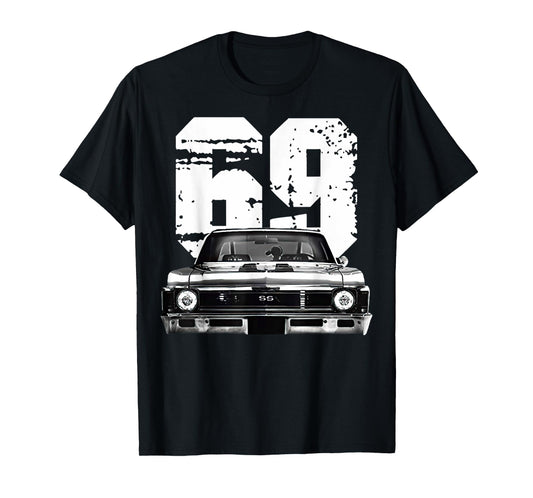 1969 69 Chevys Nova 2 Classic Car Old School Muscle Car T-Shirt