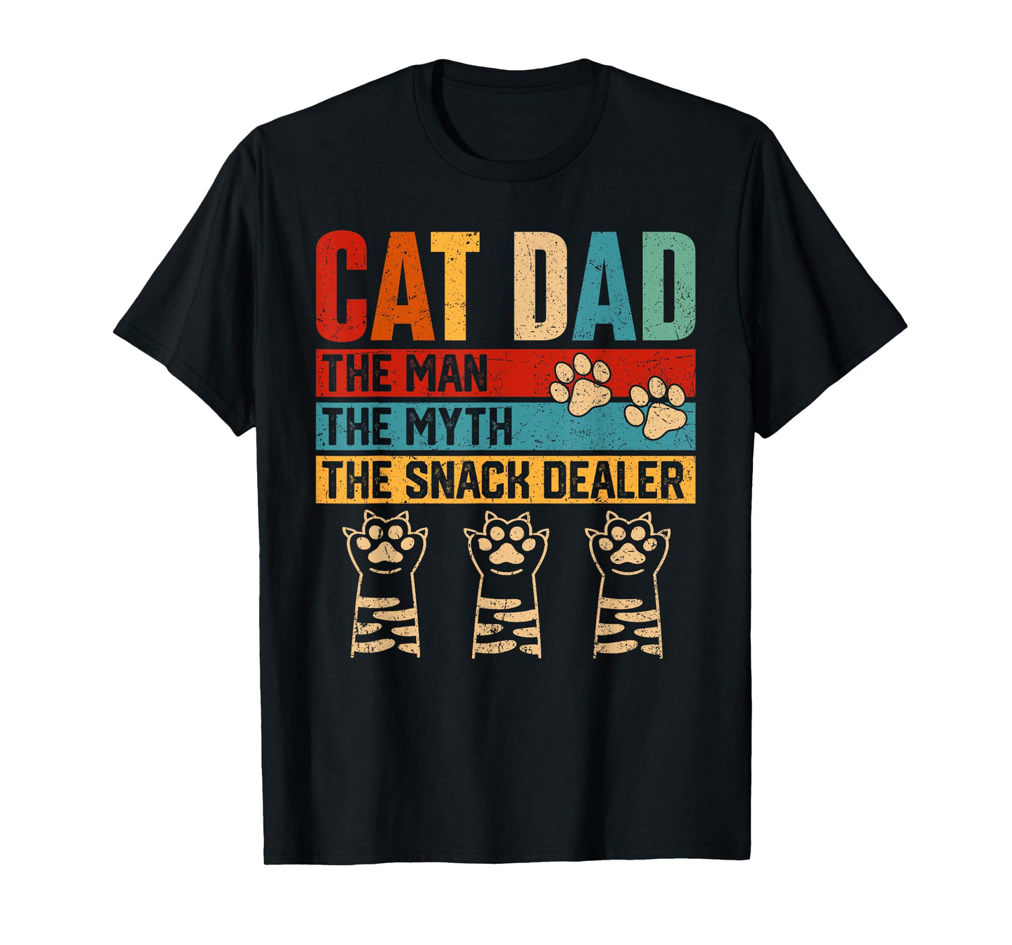 Vintage Cat Dad The Man Myth Snack Dealer Funny Fathers Day T-Shirt