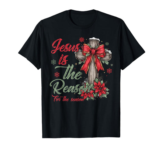 Jesus is The Reason Christmas Season Retro Coquette Bow T-Shirt