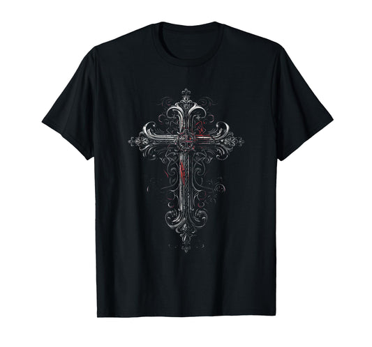 Gothic Cross Arches Ornate cross Religious symbol T-Shirt