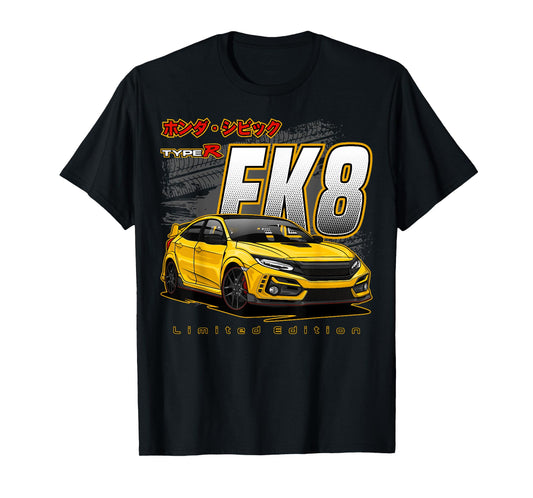 Civic Type R FK8 Japanese Car T-Shirt, Small, Black