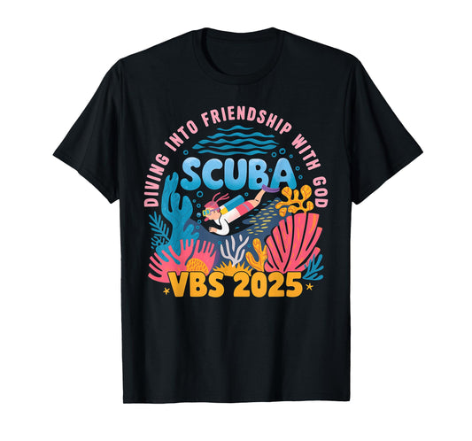 Diving Into Friendship With God Beach Scuba VBS 2025 T-Shirt