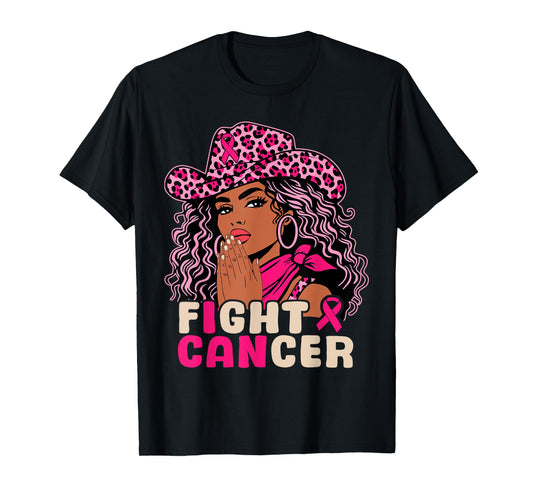Fight Breast Cancer Afro Black Cowgirl Pray Western African T-Shirt
