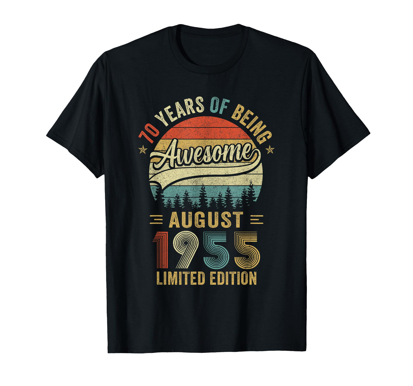 Vintage August 1955 Old 70Th Birthday Men Women T-Shirt