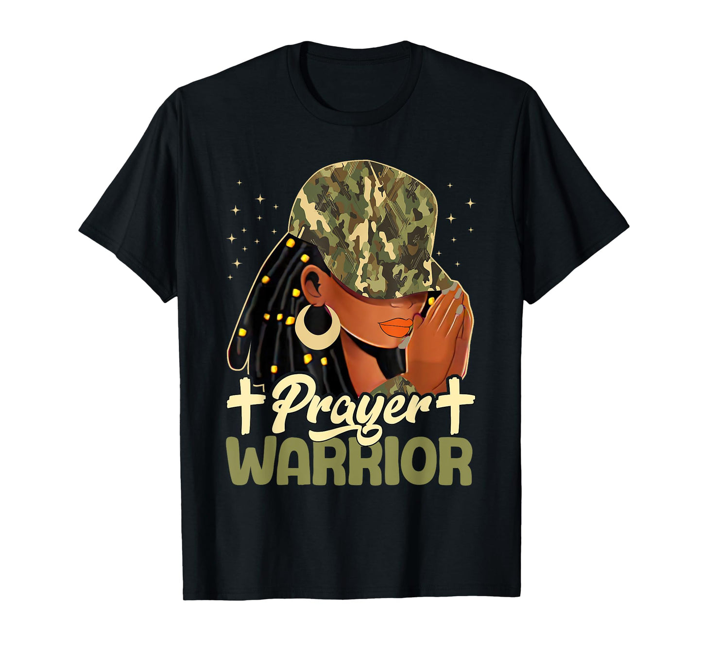 Prayer Warrior Locs Christian Black Woman Camo Bandana T-Shirt
