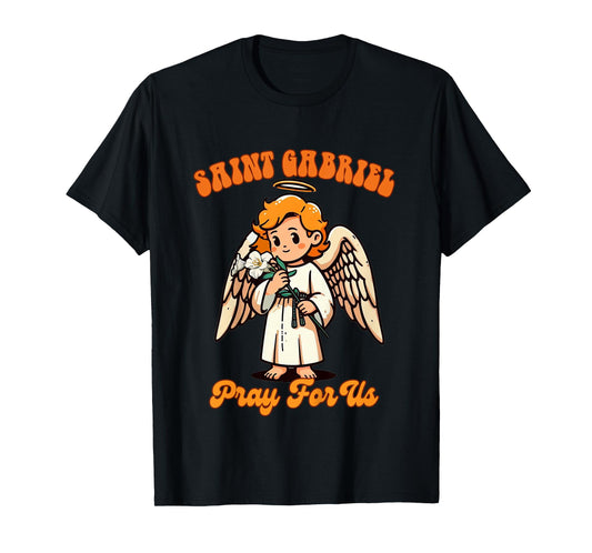 Kids Christian Religious Baby Prayer Saint Gabriel Pray For Us T-Shirt