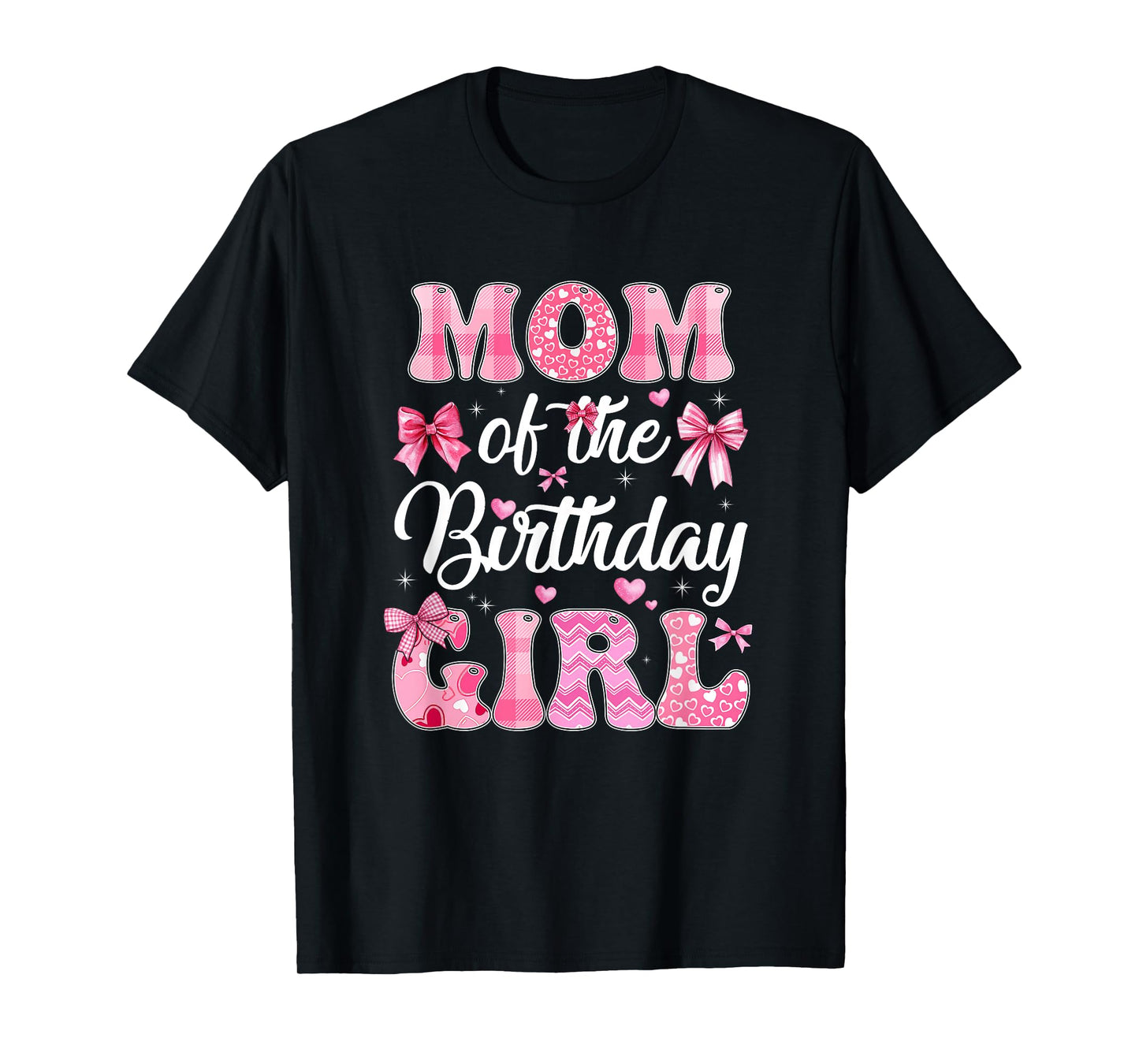 Mom Of The Birthday Girl Family Pink Coquette Bow T-Shirt