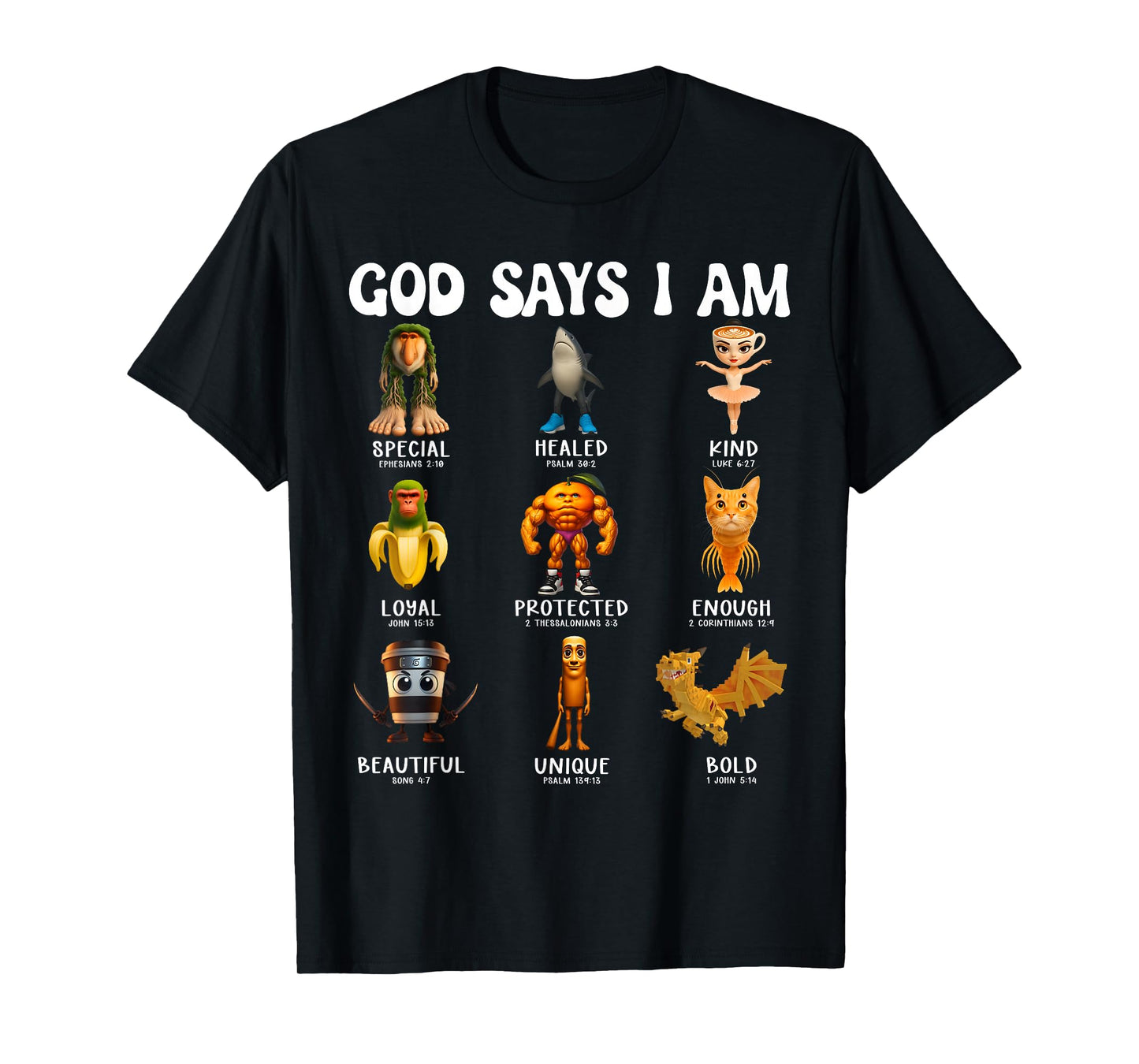 God Says I Am Quirky Italian Brainrot Scripture Design T-Shirt