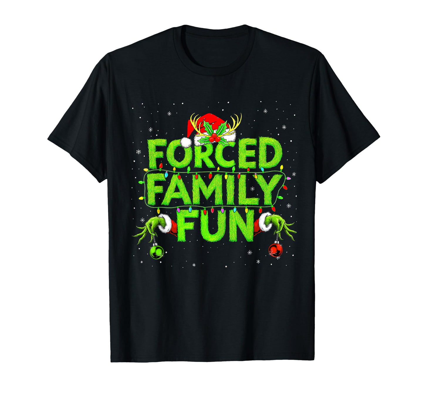 Funny Forced Family Fun Christmas Holiday Shirt Men Kids Boy T-Shirt