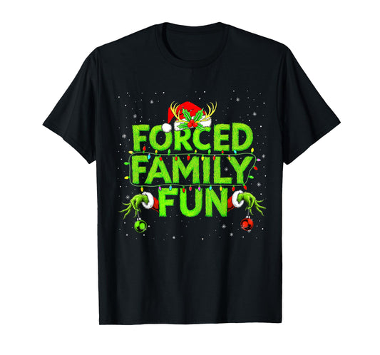 Funny Forced Family Fun Christmas Holiday Shirt Men Kids Boy T-Shirt