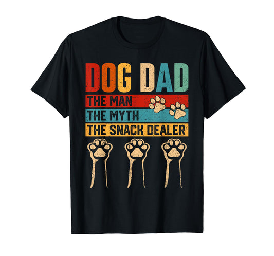 Vintage Dog Dad The Man Myth Snack Dealer Funny Fathers Day T-Shirt