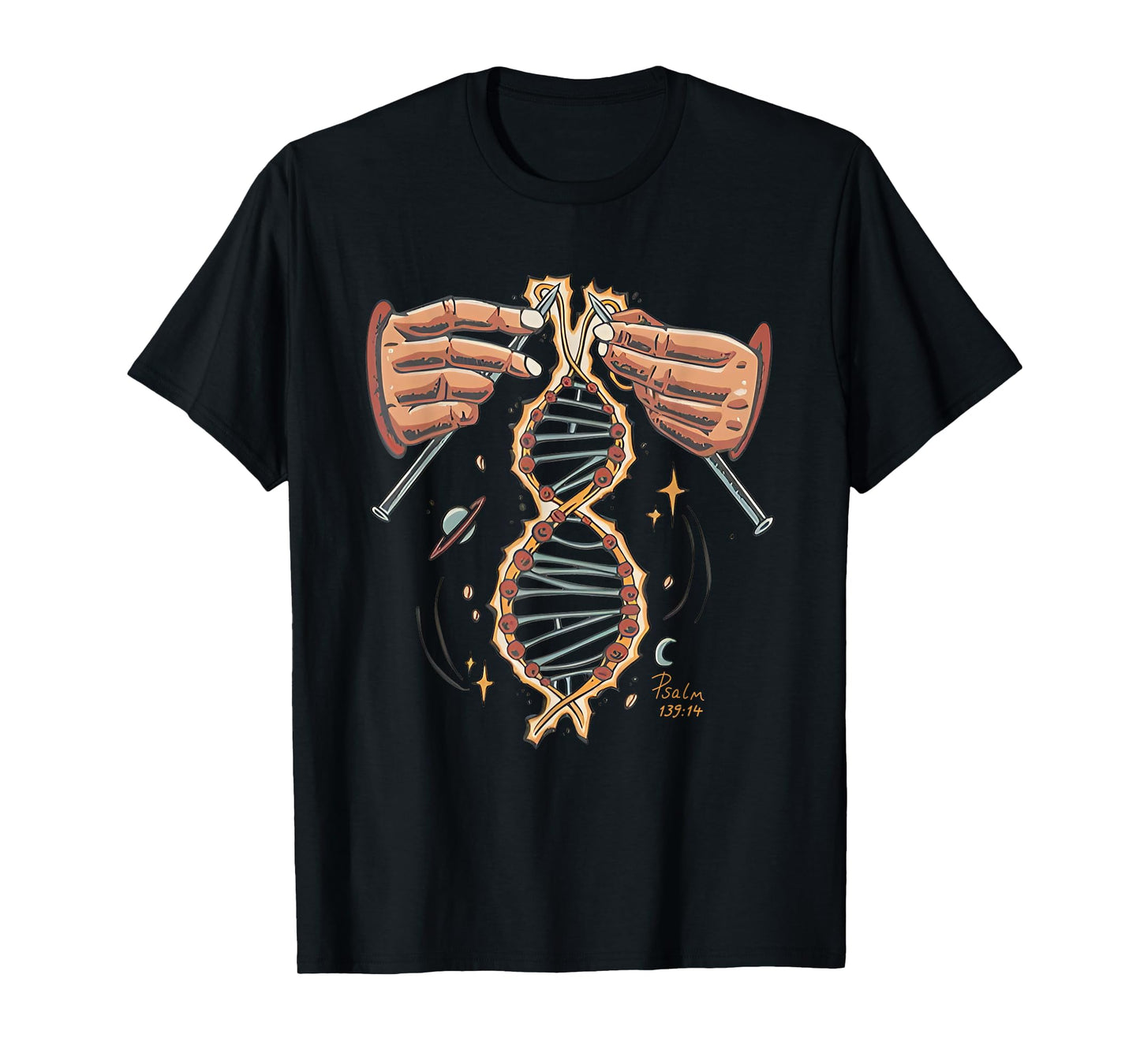 Hands Knitting God Handmade Dna Psalm 139 13 Bible T-Shirt