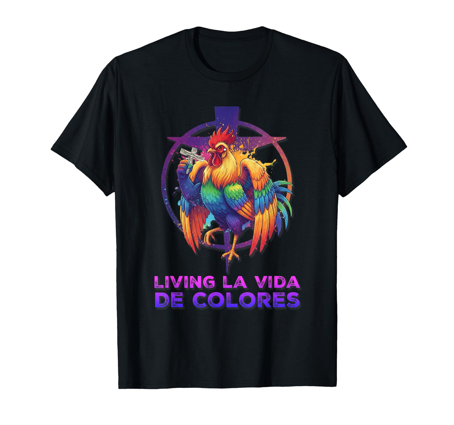 DeColores Cursillo Rainbow Rooster Catholic T-Shirt