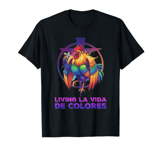 DeColores Cursillo Rainbow Rooster Catholic T-Shirt