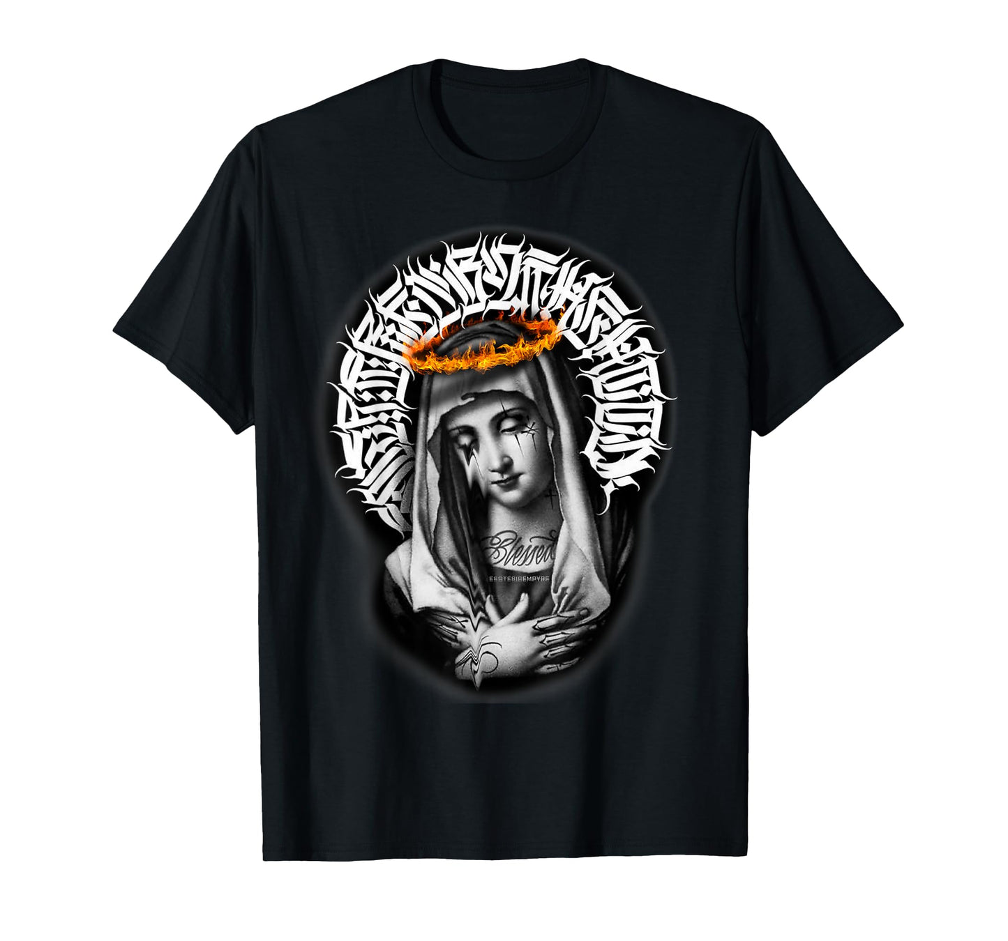 Mother Mary Tattoo Blessed Pray Gothic T-Shirt