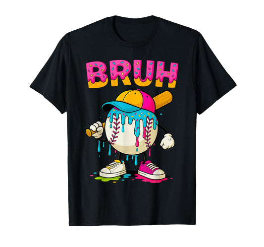 Baseball drip Shirt Bruh Baseball Drip Ice Cream Boys T-Shirt