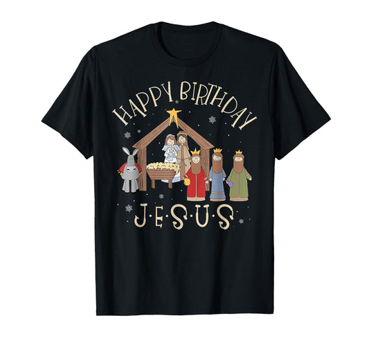 Happy Birthday Jesus Christmas Nativity Christian T-Shirt